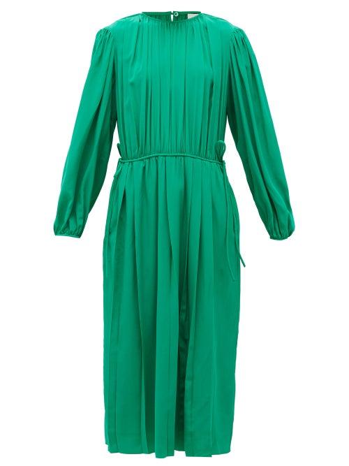 Matchesfashion.com Lemaire - Pleated Silk-georgette Midi Dress - Womens - Green