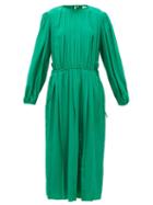 Matchesfashion.com Lemaire - Pleated Silk-georgette Midi Dress - Womens - Green