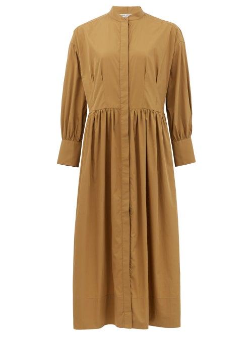 Matchesfashion.com Three Graces London - Peppa Gathered Cotton-poplin Shirt Dress - Womens - Brown