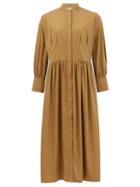 Matchesfashion.com Three Graces London - Peppa Gathered Cotton-poplin Shirt Dress - Womens - Brown