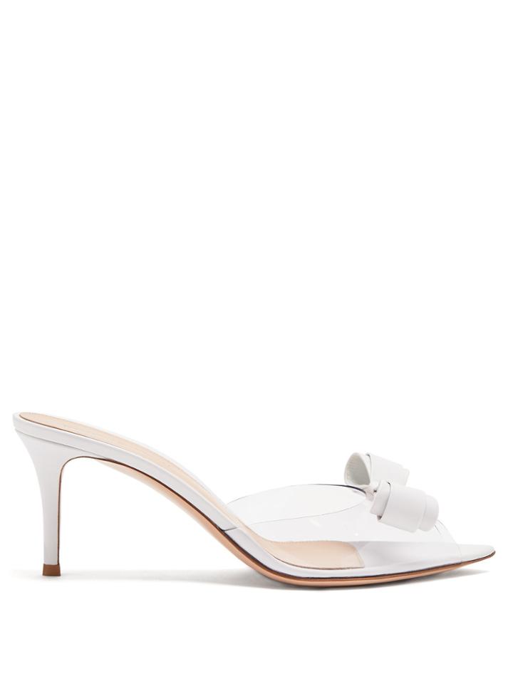 Gianvito Rossi Bow 70 Leather And Plexi Mules