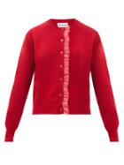 Matchesfashion.com Molly Goddard - Portia Ruffle-trimmed Wool Cardigan - Womens - Red