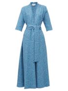 Matchesfashion.com Luisa Beccaria - V Neck Floral Print A Line Dress - Womens - Blue Multi