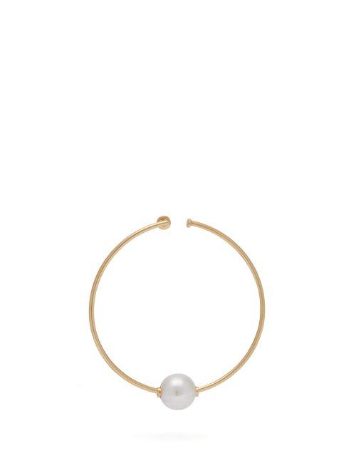 Matchesfashion.com Hillier Bartley - Single Open Hoop Earring - Womens - Pearl