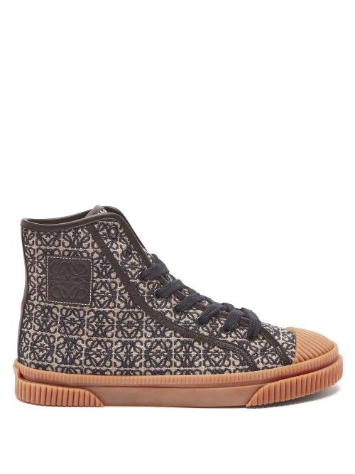 Loewe - Anagram-jacquard High-top Canvas Trainers - Womens - Multi