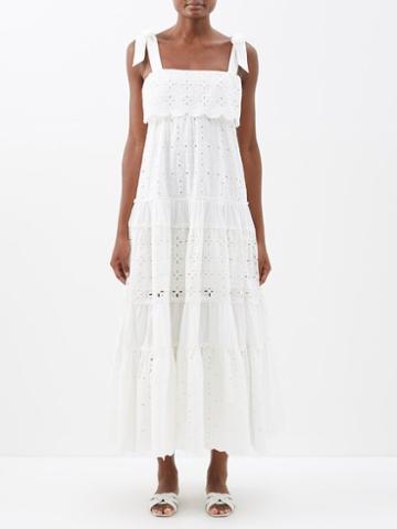 Ale Mais - Evie Broderie-anglaise Organic-cotton Dress - Womens - White