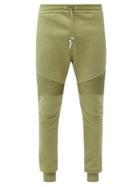 Matchesfashion.com Balmain - Logo-print Ribbed-panel Jersey Sweatpants - Mens - Green