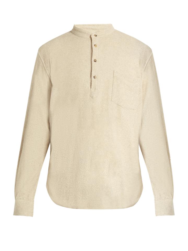 De Bonne Facture Stand-collar Cotton Terry-towelling Shirt