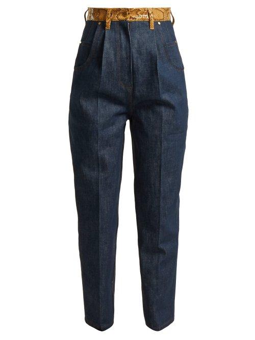 Matchesfashion.com Hillier Bartley - Faux Snakeskin Trim Jeans - Womens - Denim Multi