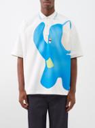 Jw Anderson - Elephant-print Cotton-piqu Polo Shirt - Mens - Cream Multi