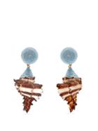 Matchesfashion.com Rebecca De Ravenel - Ophelia Shell Clip On Earrings - Womens - Blue