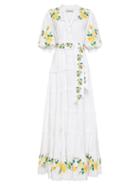 Ale Mais - Rosa Floral-embroidered Midi Dress - Womens - Ivory