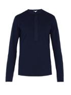 Matchesfashion.com Orlebar Brown - Craine Long Sleeved Cotton Henley T Shirt - Mens - Navy