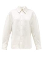 Matchesfashion.com Tibi - Celia Origami-sleeve Satin Shirt - Womens - Ivory
