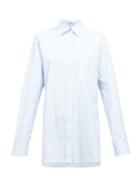 Matchesfashion.com The Row - Rean Striped Poplin Shirt - Womens - Light Blue