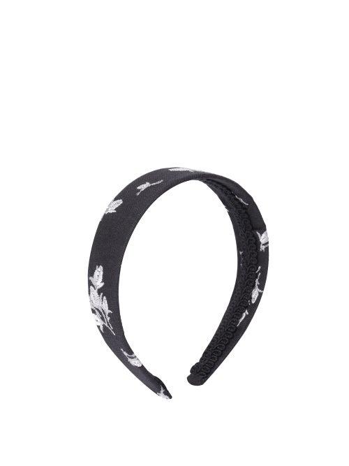 Matchesfashion.com Erdem - Floral Fil-coup Twill Headband - Womens - Black White