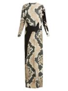 Matchesfashion.com Marques'almeida - Devor Snake Print Sheer Panel Maxi Dress - Womens - Grey Multi