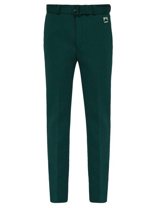 Matchesfashion.com Prada - Belted Stretch Twill Straight Leg Trousers - Mens - Green