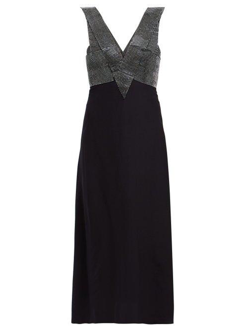 Matchesfashion.com Christopher Kane - Crystal Embellished Crepe Midi Dress - Womens - Black