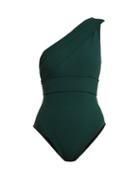 Matchesfashion.com Haight - Maria One Shoulder Swimsuit - Womens - Dark Green
