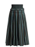 Matchesfashion.com Brock Collection - Sibylle Striped Taffeta Skirt - Womens - Blue Stripe
