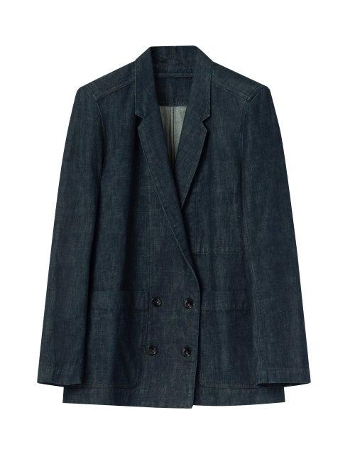 Lemaire - Double-breasted Denim Jacket - Womens - Dark Indigo