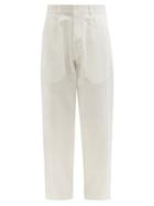 Mens Rtw Commas - Cotton-blend Twill Wide-leg Trousers - Mens - White
