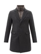 Herno - Diagonal Brushed Wool-blend Twill Coat - Mens - Dark Grey