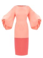 Roksanda - Garance Balloon-sleeve Wool-crepe Dress - Womens - Pink Multi