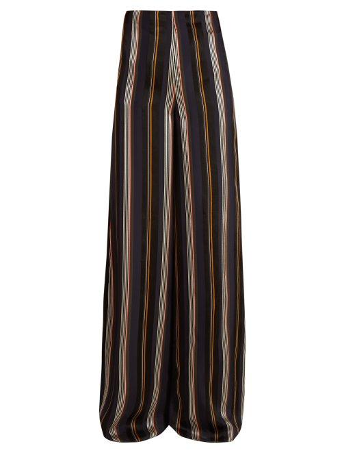 Matchesfashion.com Roksanda - Arneau Striped Satin Trousers - Womens - Green Multi