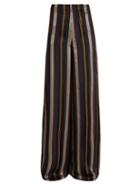 Matchesfashion.com Roksanda - Arneau Striped Satin Trousers - Womens - Green Multi