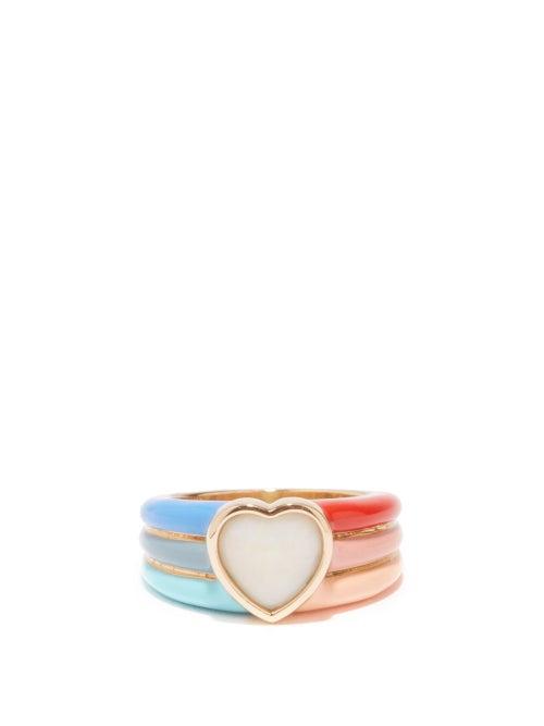 Alison Lou - Funky Heart Opal & 14kt Gold Ring - Womens - Multi