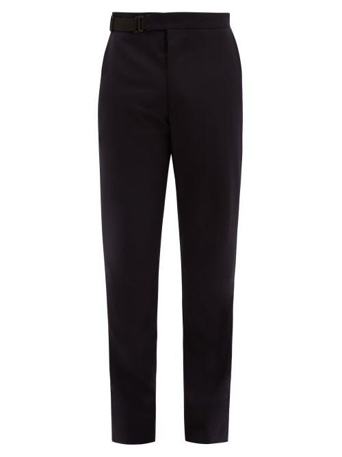 Matchesfashion.com Maison Margiela - Side Strap Wool Blend Trousers - Mens - Navy
