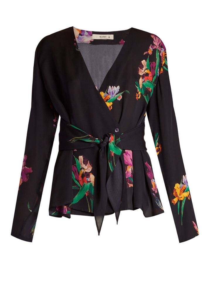 Etro Iris-print Wrap Blouse