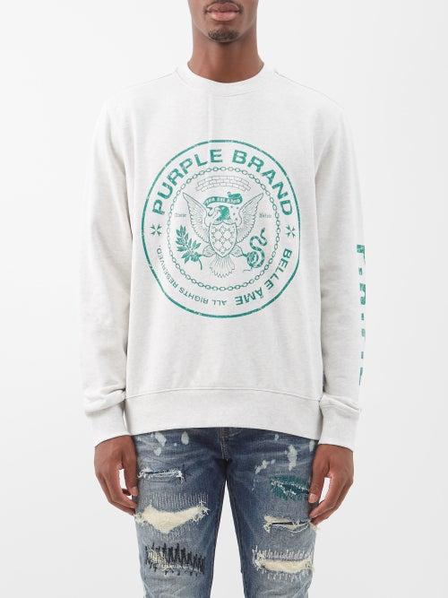 Purple Brand - Logo-print Cotton-jersey Sweatshirt - Mens - Heather Grey