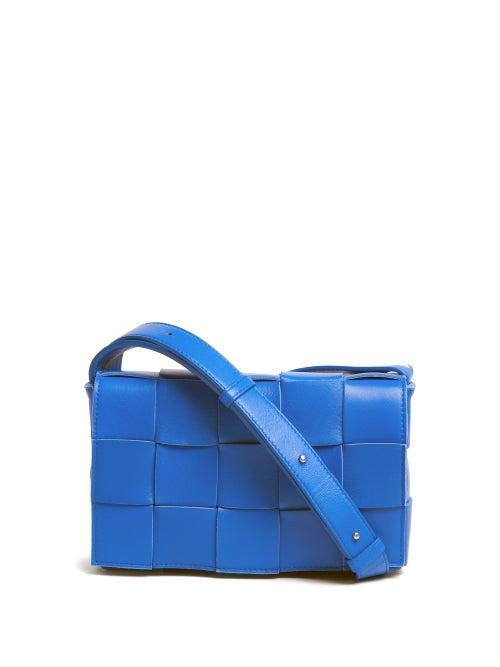 Bottega Veneta - Cassette Small Intrecciato-leather Cross-body Bag - Womens - Blue