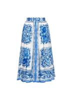 Dolce & Gabbana Majolica-print Cotton-poplin Skirt