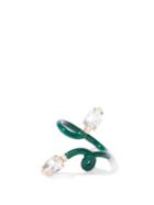 Matchesfashion.com Bea Bongiasca - Double Vine Crystal, 9kt Gold & Enamel Ring - Womens - Green Multi