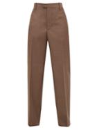 Matchesfashion.com Bottega Veneta - High-rise Wool Wide-leg Trousers - Womens - Light Brown