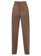 Matchesfashion.com Bottega Veneta - High-rise Wool Wide-leg Trousers - Womens - Light Brown