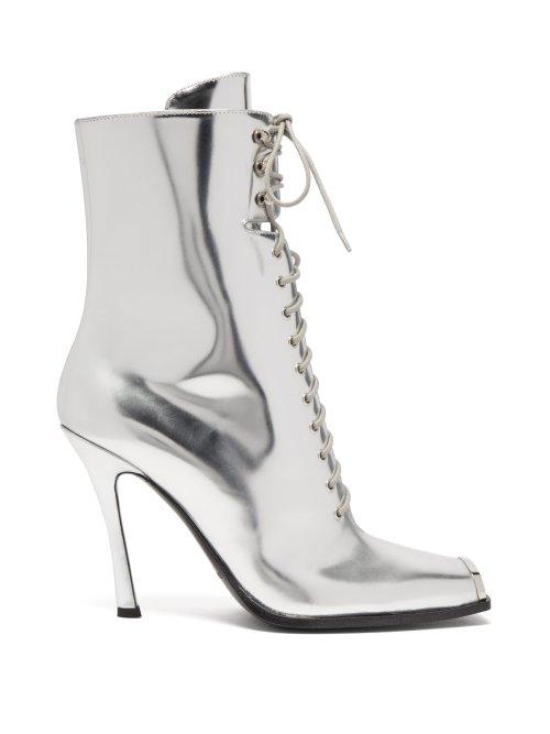 Matchesfashion.com Calvin Klein 205w39nyc - Windora Lace Up Leather Boots - Womens - Silver
