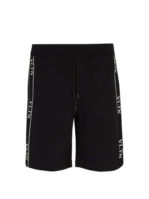 Matchesfashion.com Valentino - Logo Intarsia Shorts - Mens - Black