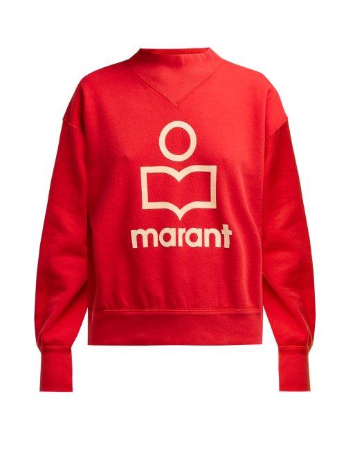 Matchesfashion.com Isabel Marant Toile - Moby Flocked Logo Cotton Blend Sweatshirt - Womens - Red