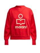 Matchesfashion.com Isabel Marant Toile - Moby Flocked Logo Cotton Blend Sweatshirt - Womens - Red