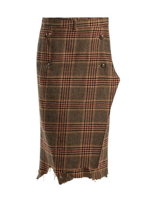 Matchesfashion.com Vetements - Tweed Checked Pencil Skirt - Womens - Brown Multi