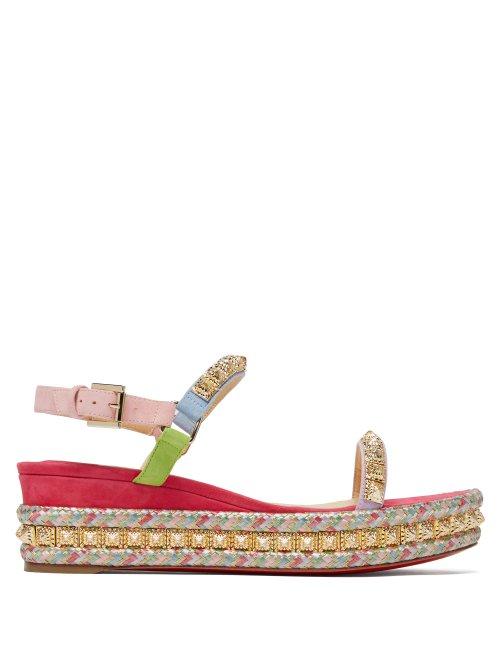 Matchesfashion.com Christian Louboutin - Pyradiams 60 Studded Suede Platforms - Womens - Pink