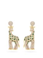 Matchesfashion.com Begum Khan - Petite Giraffe 24kt Gold-plated Clip Earrings - Womens - Green Gold