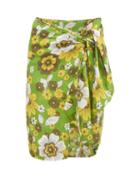 Matchesfashion.com Dodo Bar Or - Mosa Tie-front Floral-print Cotton Skirt - Womens - Green Print