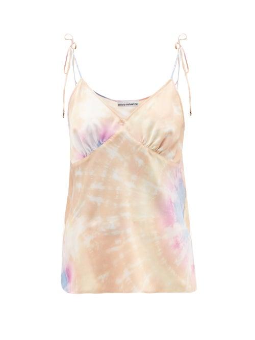 Ladies Rtw Paco Rabanne - Tie Dye-print Satin Cami Top - Womens - Orange Multi