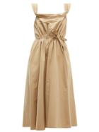 Matchesfashion.com Brock Collection - Patti Cowl Neck Cotton Faille Midi Dress - Womens - Beige